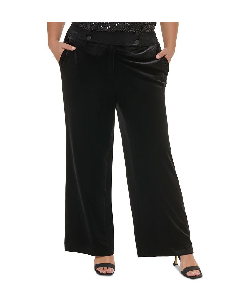 Plus Size Velvet Wide-Leg Pants Black $33.54 Pants