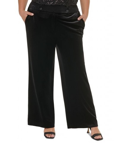 Plus Size Velvet Wide-Leg Pants Black $33.54 Pants