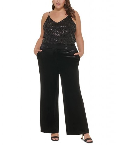 Plus Size Velvet Wide-Leg Pants Black $33.54 Pants