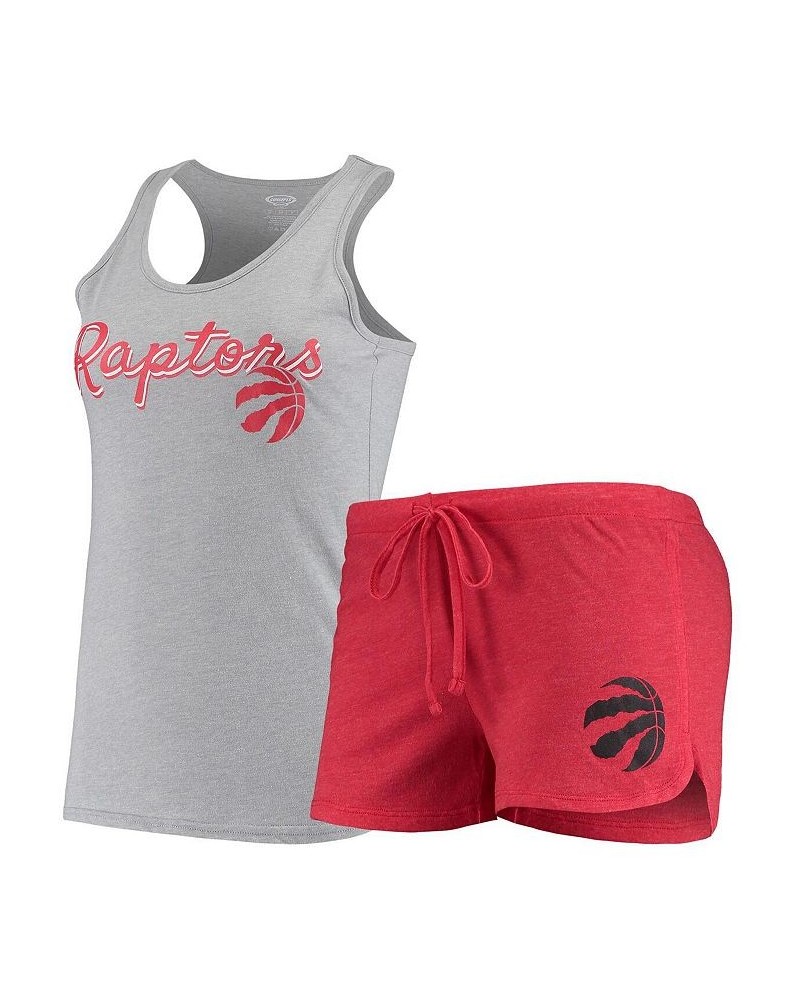 Women's Toronto Raptors Anchor Tank Top and Shorts Sleep Set Heathered Gray, Heathered Red $18.00 Pajama