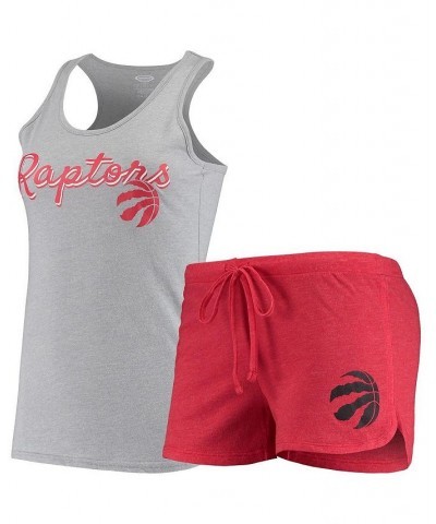 Women's Toronto Raptors Anchor Tank Top and Shorts Sleep Set Heathered Gray, Heathered Red $18.00 Pajama