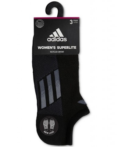 Women's 3-Pk. Superlite Three-Stripe No-Show Socks Black $11.04 Socks