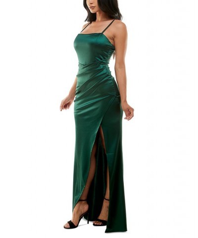 Juniors' Pleated Gown Green $45.39 Dresses