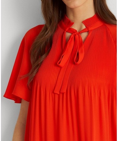 Pleated Georgette Top Vivid Tangerine $35.70 Tops