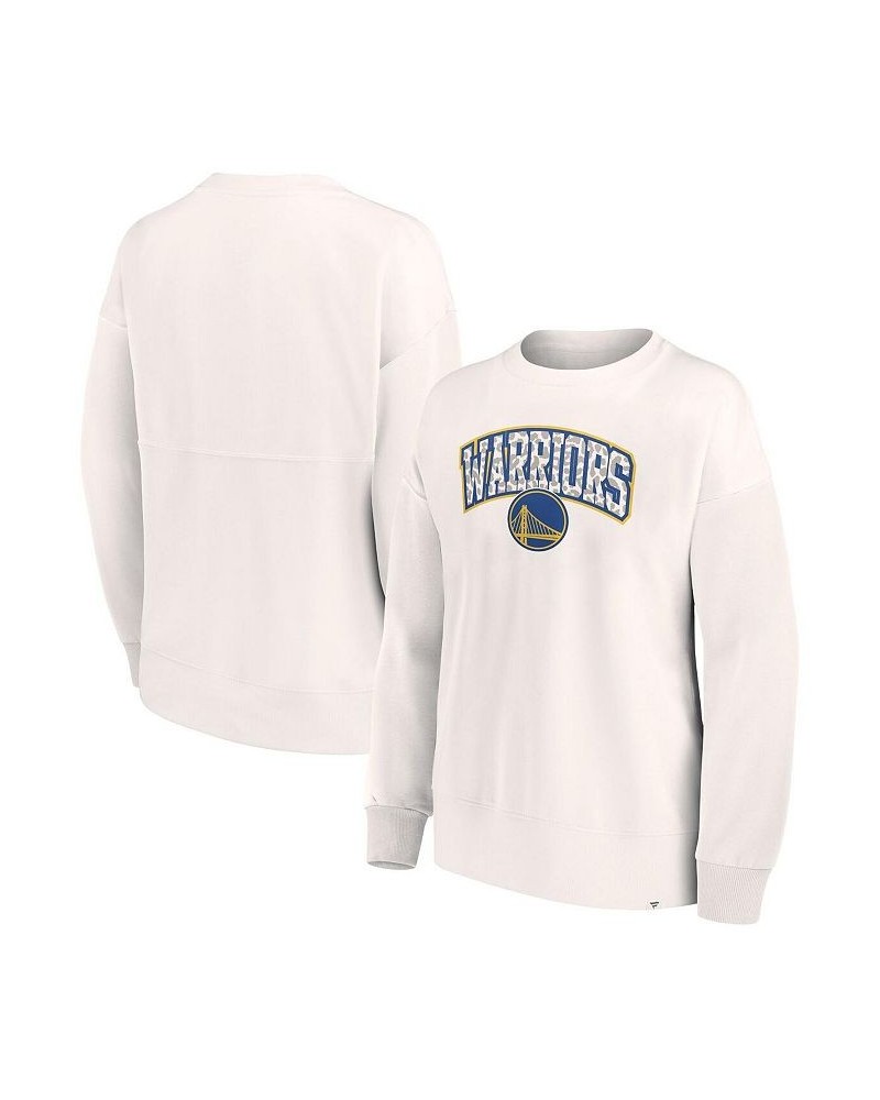 Women's Branded White Golden State Warriors Tonal Leopard Pullover Sweatshirt White $26.65 Sweatshirts