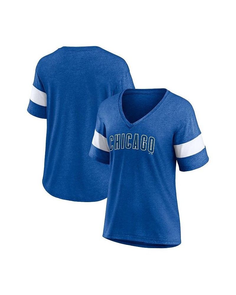 Women's Branded Heathered Royal Chicago Cubs Wordmark V-Neck Tri-Blend T-shirt Heathered Royal $24.00 Tops