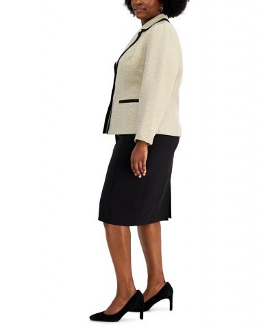 Plus Size Contrast Seamed Skirt Suit Tan/Beige $60.00 Suits