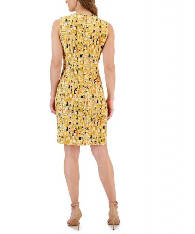 Women's Printed Sleeveless V-Neck Wrap Dress Butterscotch Multi $46.53 Dresses