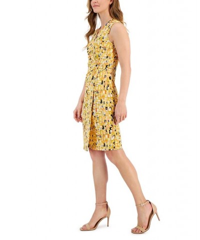 Women's Printed Sleeveless V-Neck Wrap Dress Butterscotch Multi $46.53 Dresses