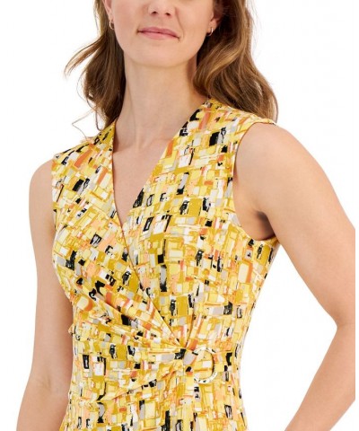 Women's Printed Sleeveless V-Neck Wrap Dress Butterscotch Multi $46.53 Dresses