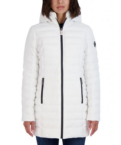 Women's Hooded Packable Puffer Coat White $60.00 Coats