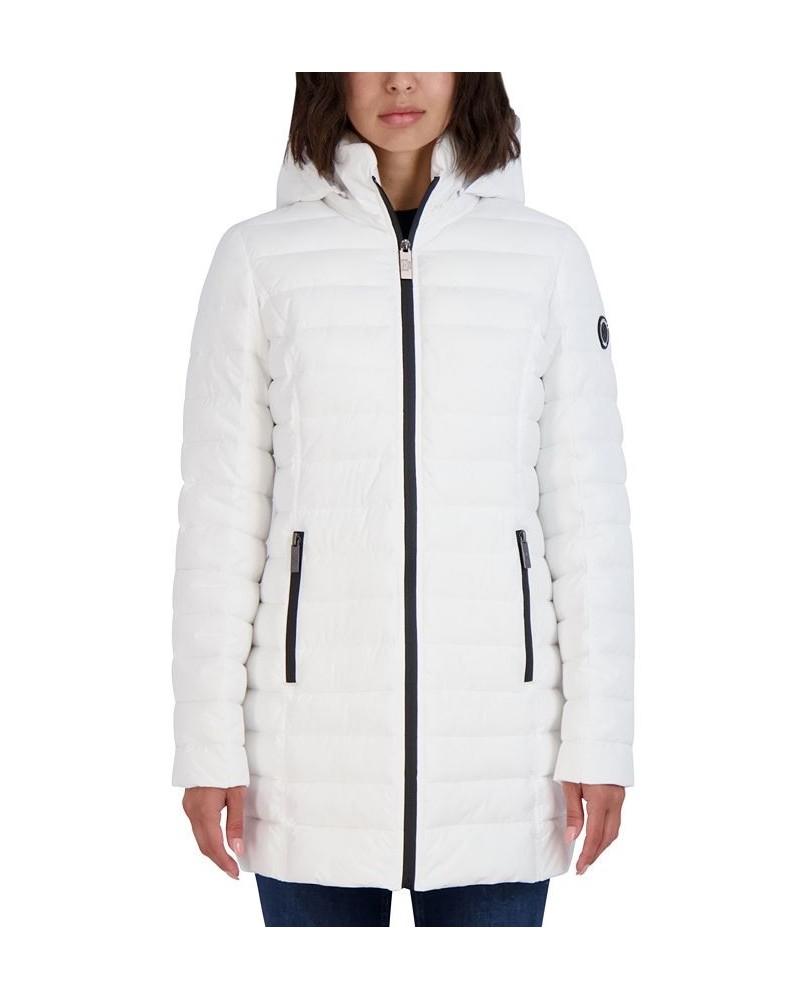 Women's Hooded Packable Puffer Coat White $60.00 Coats