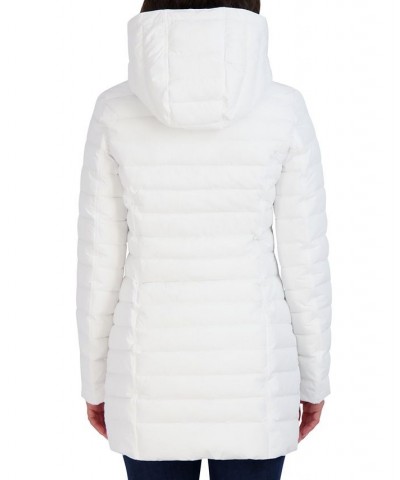 Women's Hooded Packable Puffer Coat White $60.00 Coats