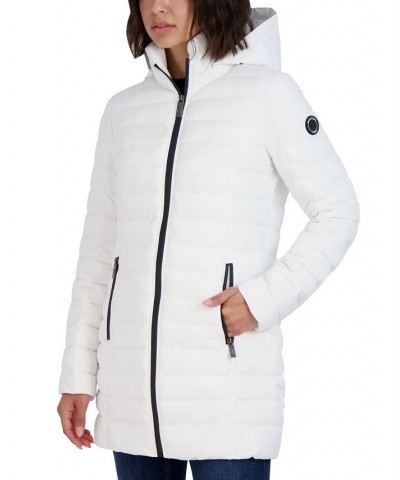 Women's Hooded Packable Puffer Coat White $60.00 Coats