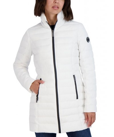 Women's Hooded Packable Puffer Coat White $60.00 Coats