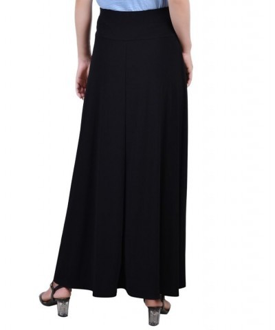 Petite Solid Maxi Skirt with Sash Waist Tie Black $14.40 Skirts