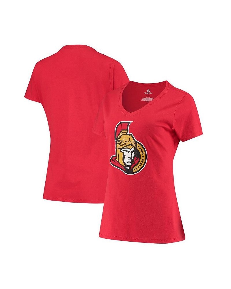 Women's Branded Red Ottawa Senators Primary Logo V-Neck T-shirt Red $18.24 Tops