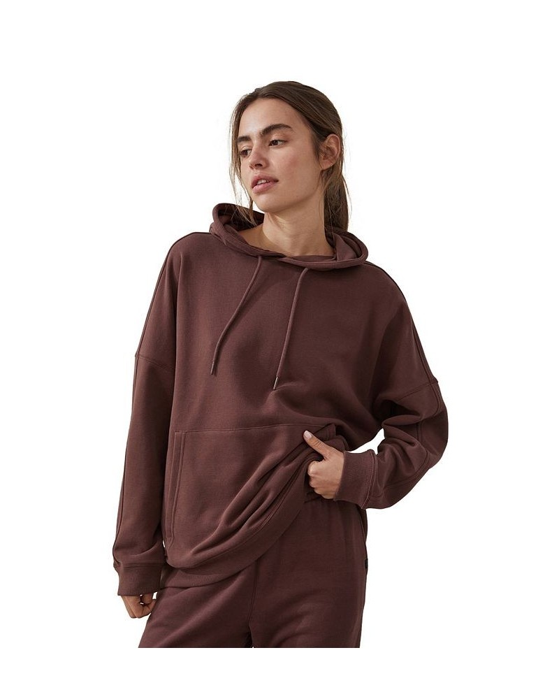 Women's Oversized Sweatshirt Hoodie Brown $22.55 Tops