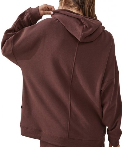 Women's Oversized Sweatshirt Hoodie Brown $22.55 Tops