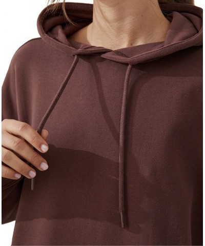 Women's Oversized Sweatshirt Hoodie Brown $22.55 Tops