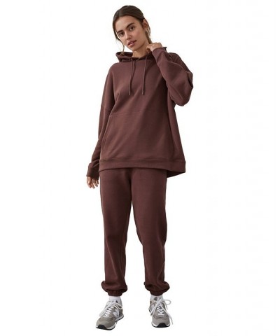 Women's Oversized Sweatshirt Hoodie Brown $22.55 Tops