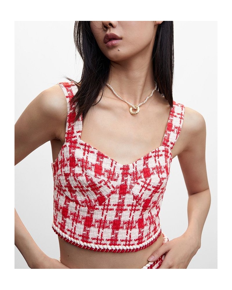 Women's Tweed Corset Top Red $26.40 Tops