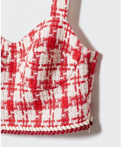 Women's Tweed Corset Top Red $26.40 Tops