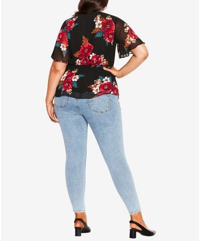 Trendy Plus Size Valencia V-neck Top Black Poppy Play $42.75 Tops