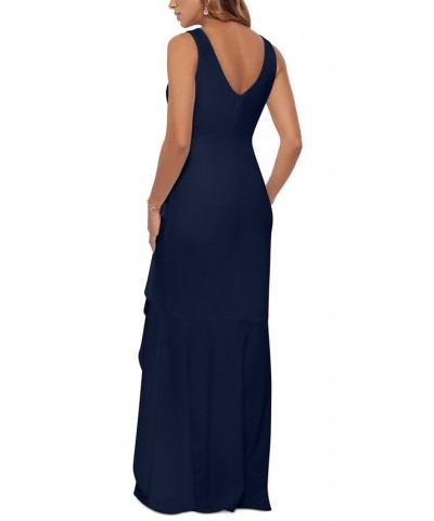 Ruffled High-Low Gown Navy $90.65 Dresses