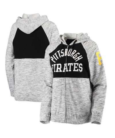 Women's Black Pittsburgh Pirates French Terry Space Dye Raglan Full-Zip Hoodie Black $30.80 Sweatshirts