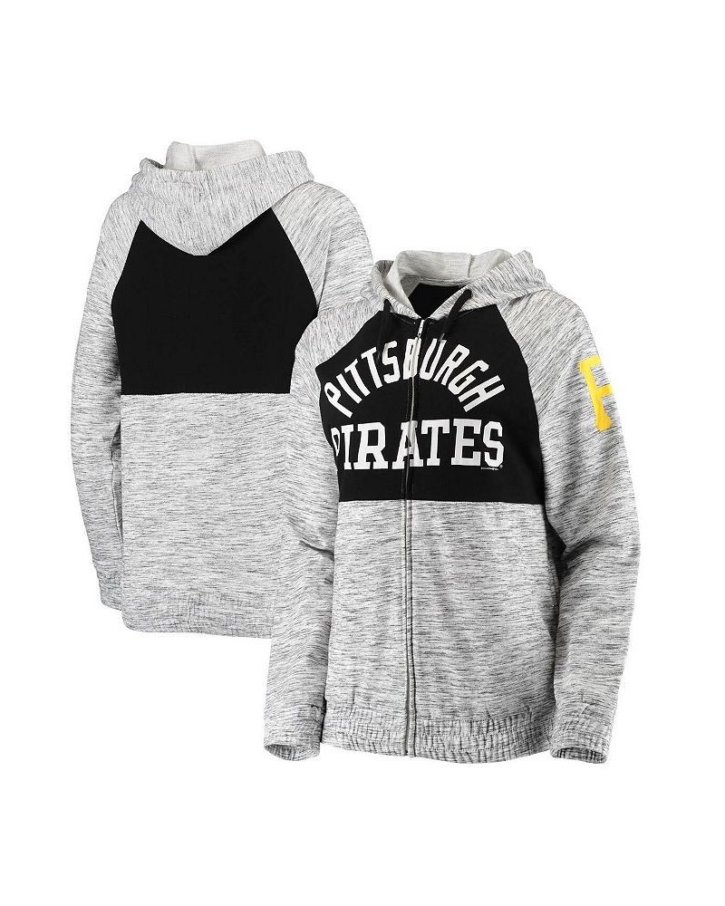 Women's Black Pittsburgh Pirates French Terry Space Dye Raglan Full-Zip Hoodie Black $30.80 Sweatshirts