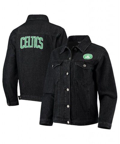 Women's Black Boston Celtics Patch Denim Button-Up Jacket Black $58.05 Jackets