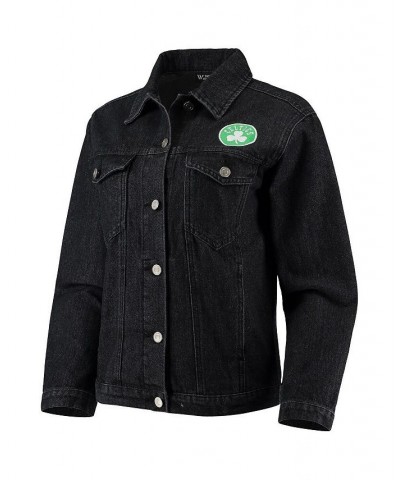 Women's Black Boston Celtics Patch Denim Button-Up Jacket Black $58.05 Jackets