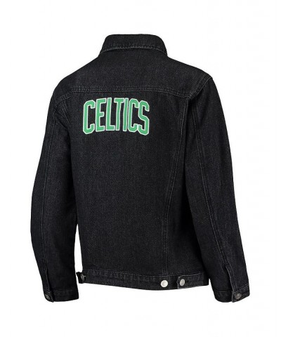 Women's Black Boston Celtics Patch Denim Button-Up Jacket Black $58.05 Jackets