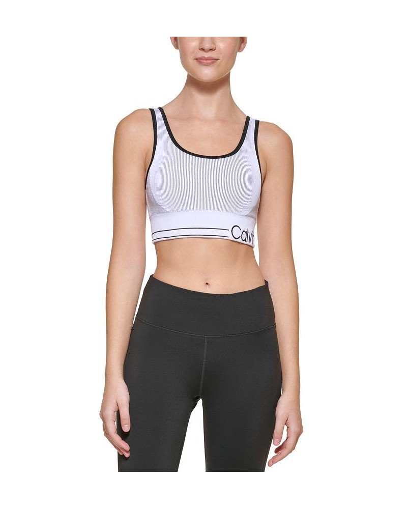 Women's Ribbed Medium Impact Sports Bra White $12.20 Bras