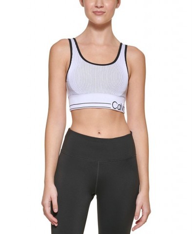 Women's Ribbed Medium Impact Sports Bra White $12.20 Bras