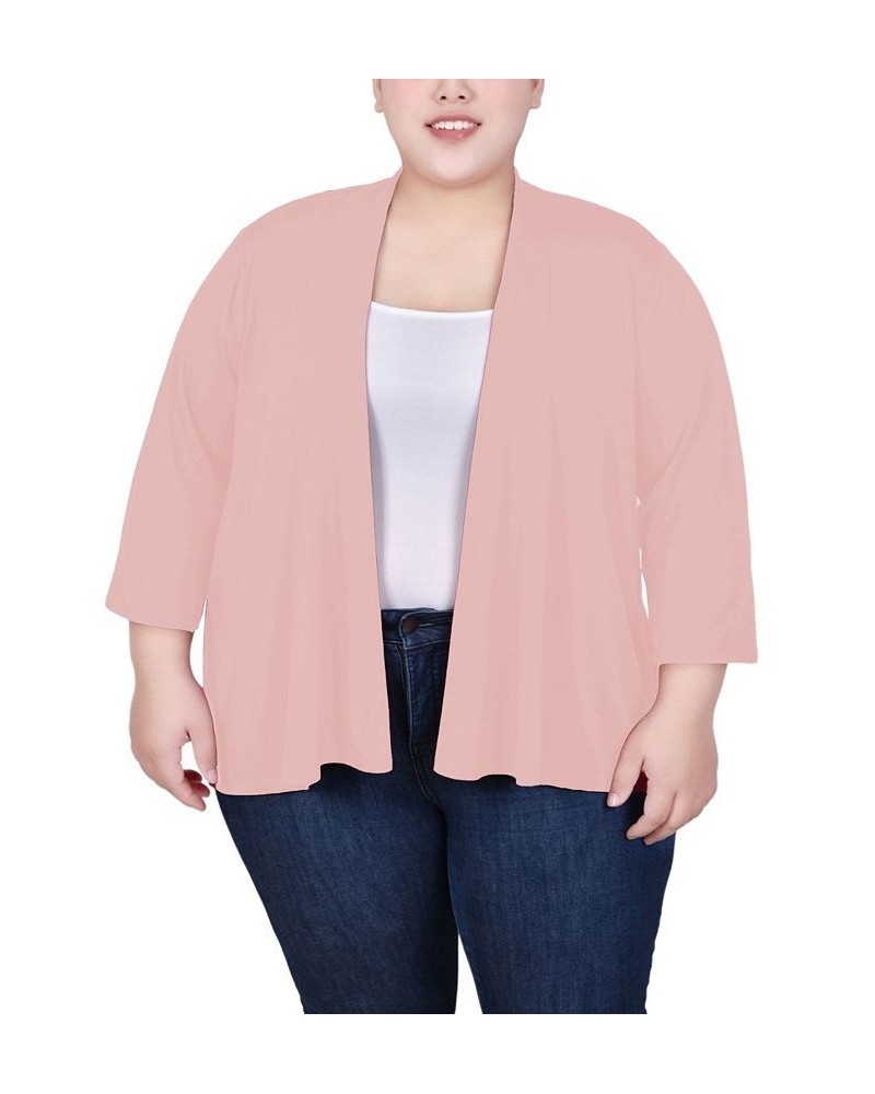 Plus Size Draped Open-Front Cardigan Blush $11.32 Sweaters