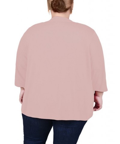 Plus Size Draped Open-Front Cardigan Blush $11.32 Sweaters