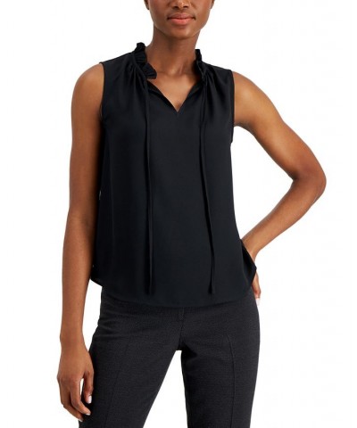 Women's Tulla Split-Neck Sleeveless Top Anne Black $27.43 Tops