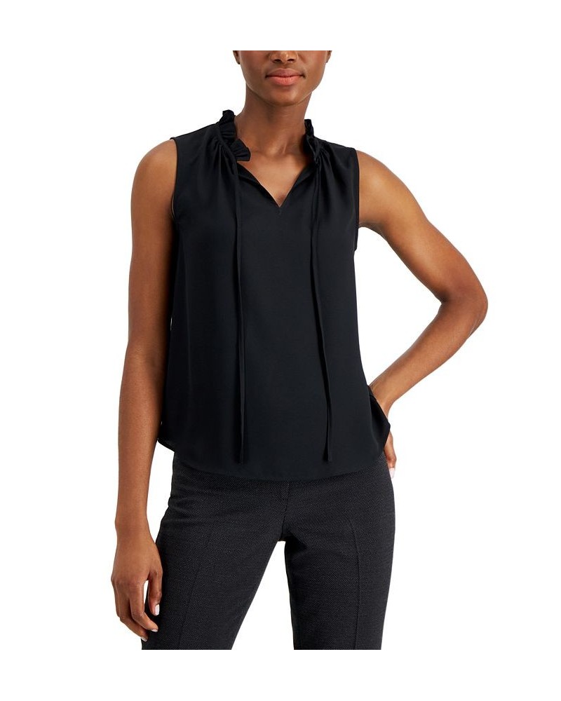 Women's Tulla Split-Neck Sleeveless Top Anne Black $27.43 Tops