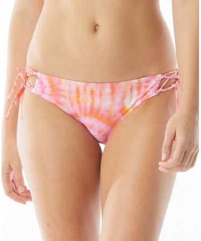 Kylie Tie-Dyed Strappy Bikini Bottoms Coral $20.64 Swimsuits