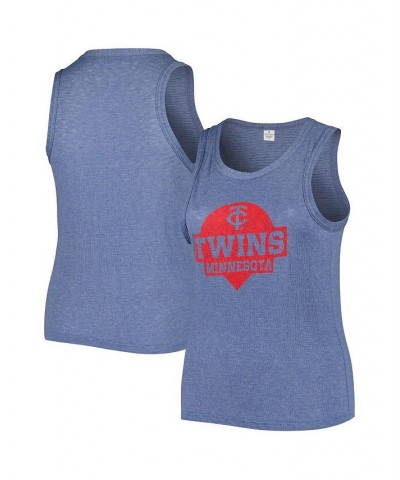 Women's Navy Minnesota Twins Plus Size High Neck Tri-Blend Tank Top Navy $31.79 Tops