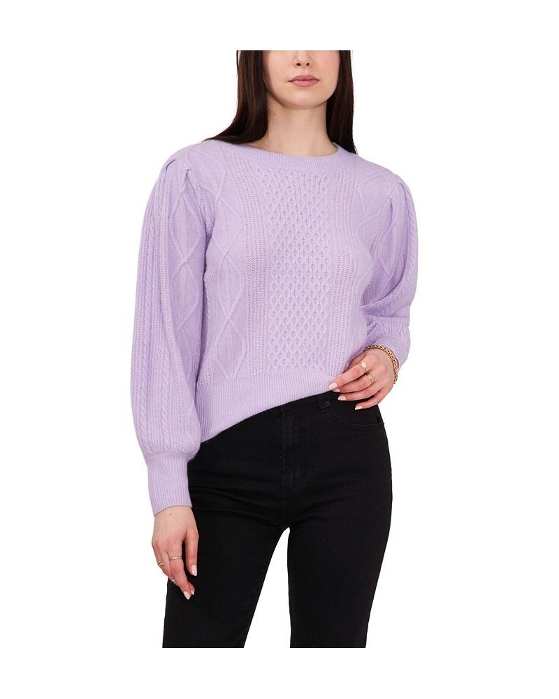 Women's Variegated Cables Crew Neck Sweater Azalea $30.43 Sweaters