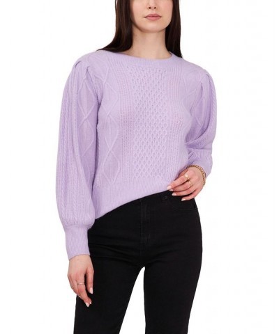 Women's Variegated Cables Crew Neck Sweater Azalea $30.43 Sweaters