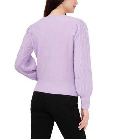 Women's Variegated Cables Crew Neck Sweater Azalea $30.43 Sweaters