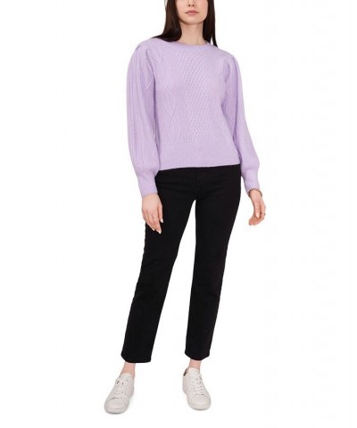 Women's Variegated Cables Crew Neck Sweater Azalea $30.43 Sweaters