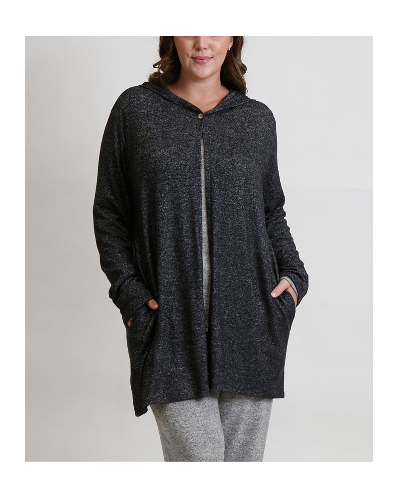 Women's Plus Size Cozy Hoodie Cardigan Gray $35.70 Sweaters