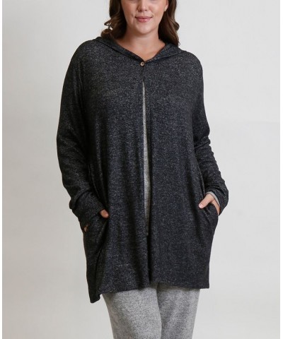 Women's Plus Size Cozy Hoodie Cardigan Gray $35.70 Sweaters