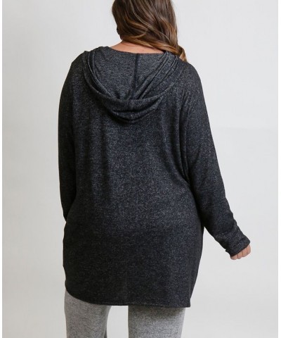 Women's Plus Size Cozy Hoodie Cardigan Gray $35.70 Sweaters