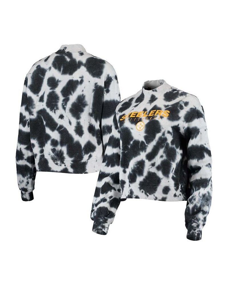 Women's Pittsburgh Steelers Tie-Dye Cropped Pullover Sweatshirt Black $42.50 Sweatshirts